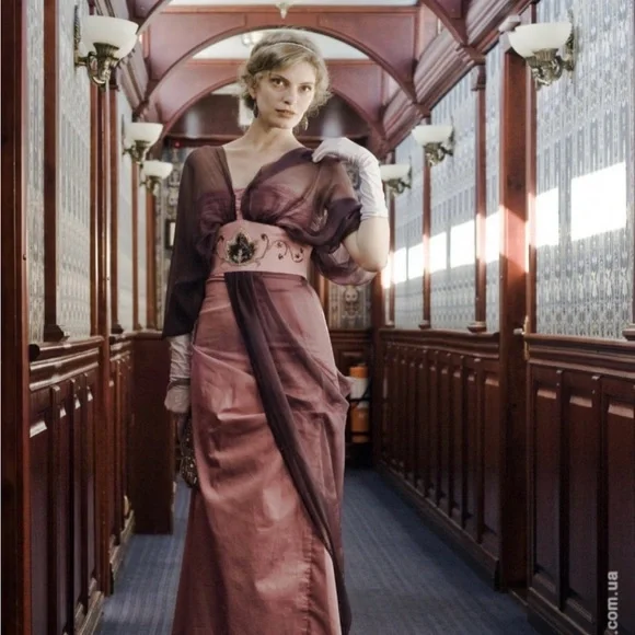 Edwardian Red and Black 1910s Ball Gown, Titanic English Rose Historical Dress - Picture 7 of 7